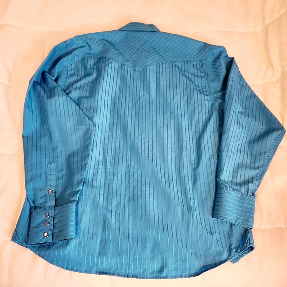 Rodeo Clothing Co Mens XL Button Front Shirt Aqua Pearl Snap Western Cowboy - Picture 3 of 7